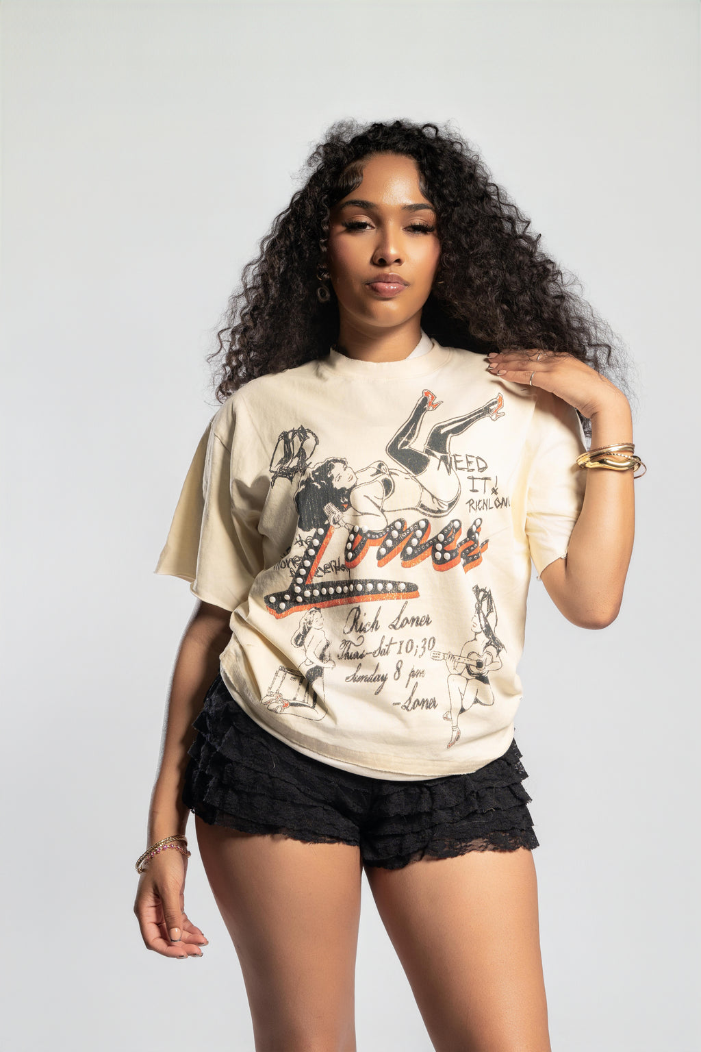 PARTY GIRL CREAM TEE